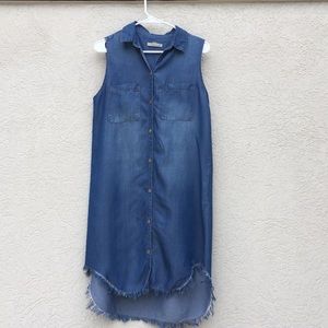 Appraisal medium dress chambray raw hem blue
